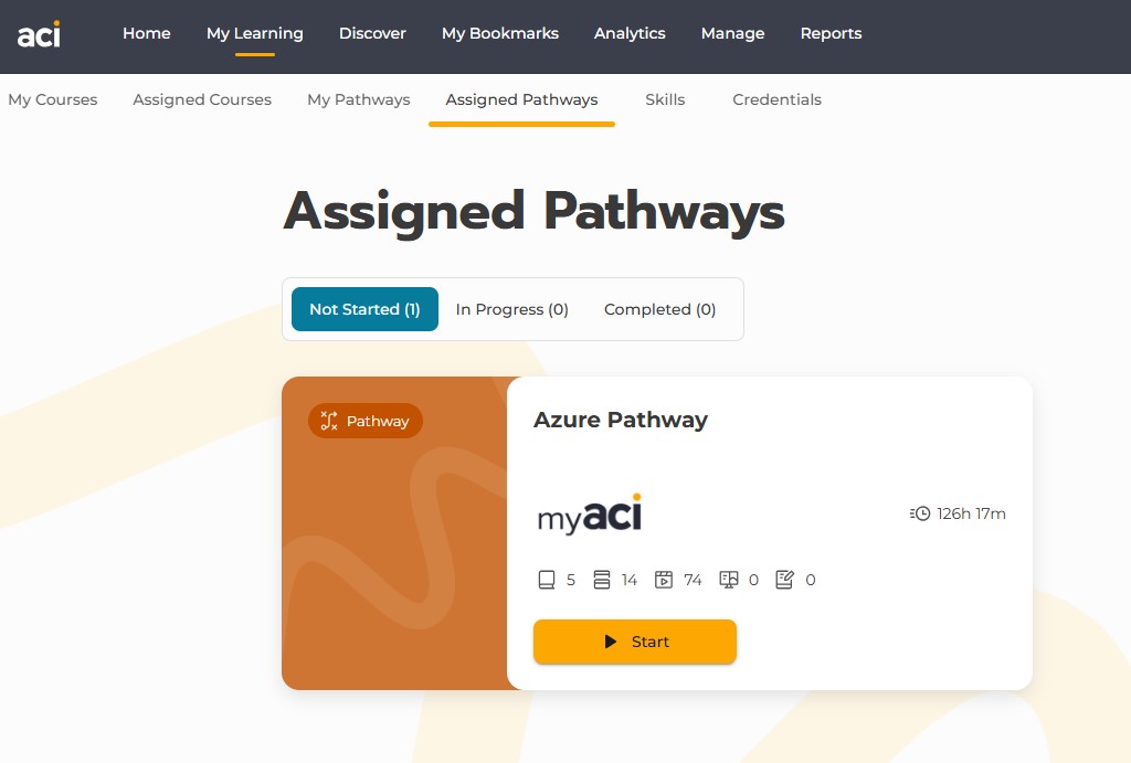 UI showing assigned pathways