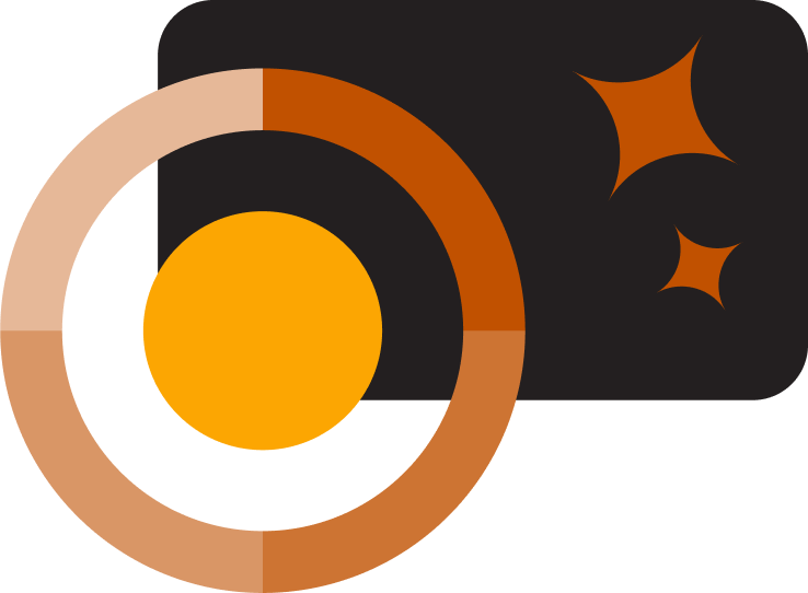 circle progress graph with sparkles to side