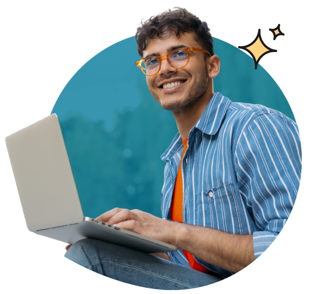 laptop graphic surrounded by graphics of certifications, labs, videos, practice exams, and showing marketplace partners